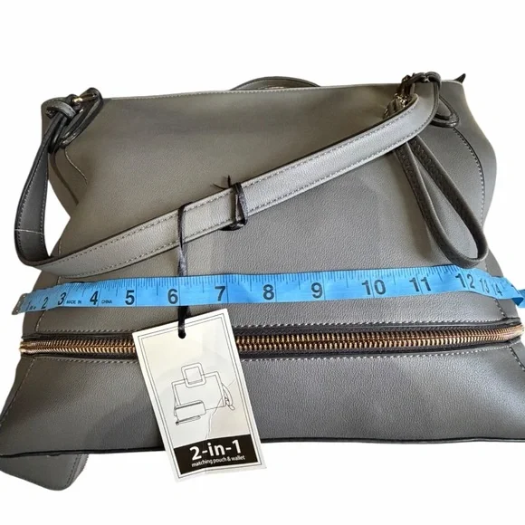 Elegant Gray Tote Bag with Wallet - Picture 12 of 15